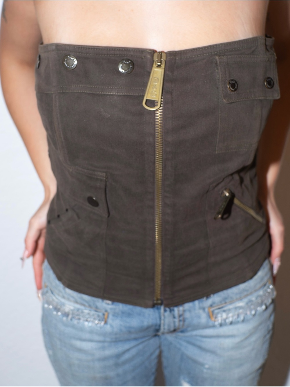 D&G Fall/Winter 2002 Utility Brown Zippered Corset